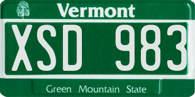 VT license plate XSD983