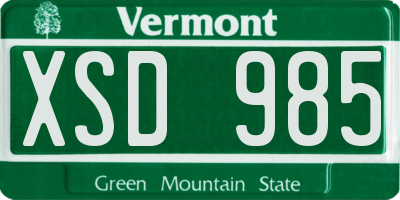VT license plate XSD985
