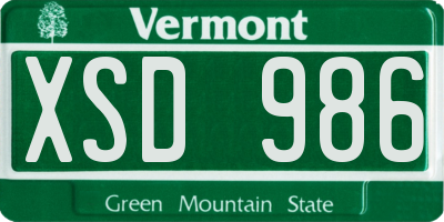 VT license plate XSD986