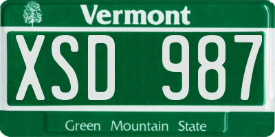 VT license plate XSD987