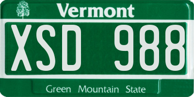 VT license plate XSD988