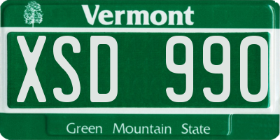 VT license plate XSD990