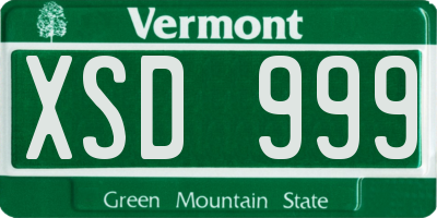 VT license plate XSD999