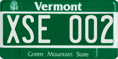 VT license plate XSE002