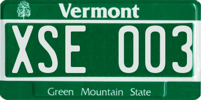 VT license plate XSE003
