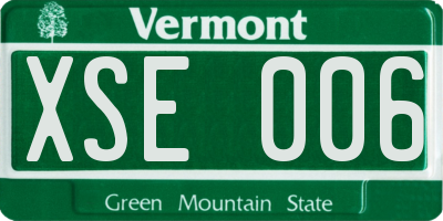 VT license plate XSE006