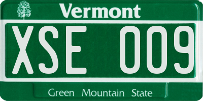 VT license plate XSE009