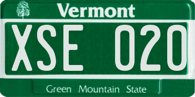 VT license plate XSE020