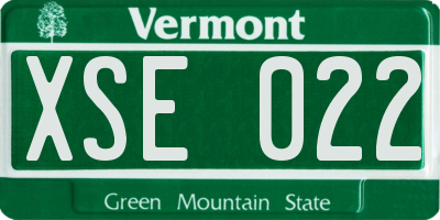 VT license plate XSE022