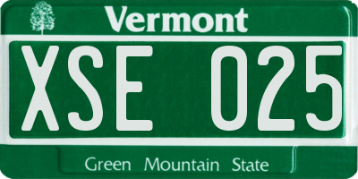 VT license plate XSE025