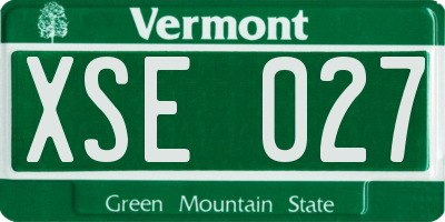 VT license plate XSE027