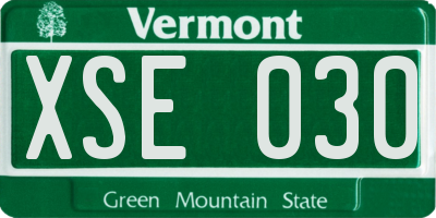 VT license plate XSE030
