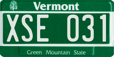VT license plate XSE031