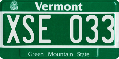 VT license plate XSE033