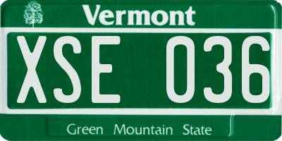 VT license plate XSE036