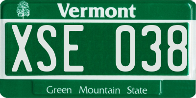 VT license plate XSE038