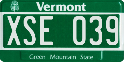 VT license plate XSE039