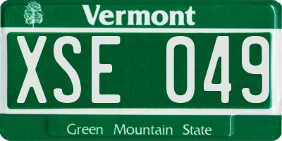 VT license plate XSE049