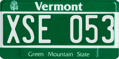 VT license plate XSE053