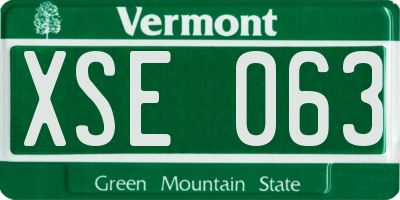 VT license plate XSE063
