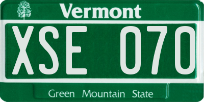 VT license plate XSE070