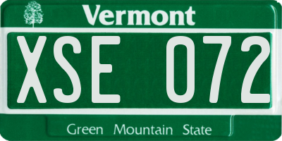 VT license plate XSE072