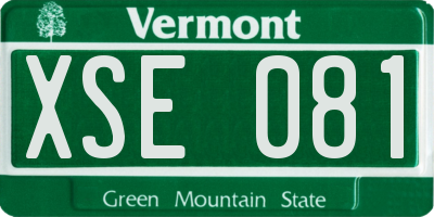 VT license plate XSE081