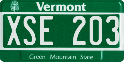 VT license plate XSE203