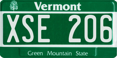 VT license plate XSE206