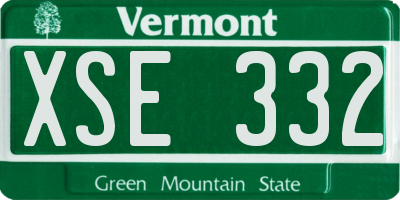VT license plate XSE332