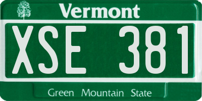 VT license plate XSE381