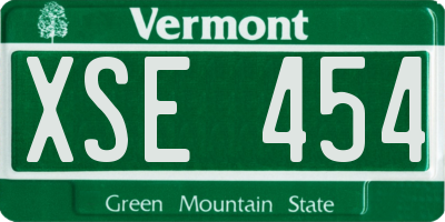 VT license plate XSE454