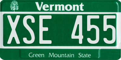 VT license plate XSE455