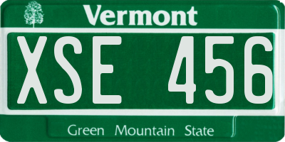 VT license plate XSE456