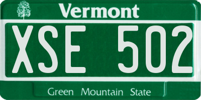 VT license plate XSE502