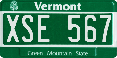 VT license plate XSE567