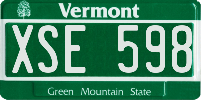 VT license plate XSE598