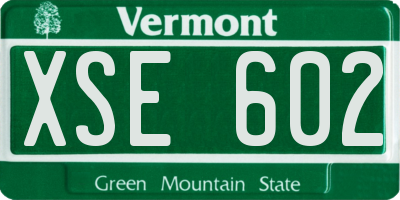 VT license plate XSE602