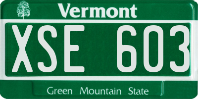 VT license plate XSE603