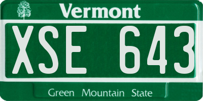 VT license plate XSE643