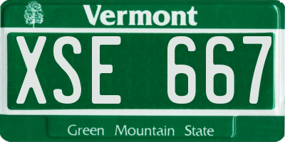 VT license plate XSE667
