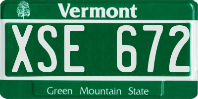 VT license plate XSE672