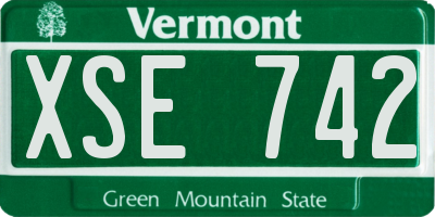 VT license plate XSE742