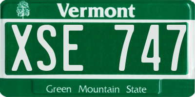VT license plate XSE747