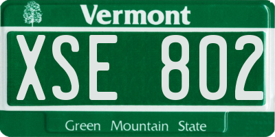 VT license plate XSE802