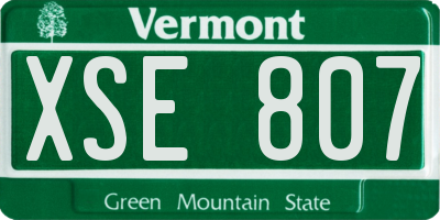 VT license plate XSE807