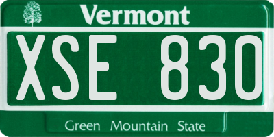 VT license plate XSE830