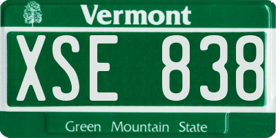 VT license plate XSE838