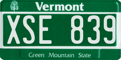 VT license plate XSE839