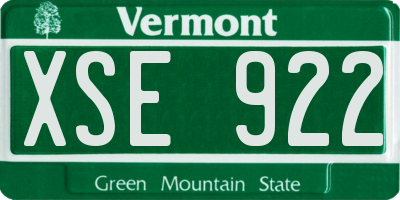 VT license plate XSE922
